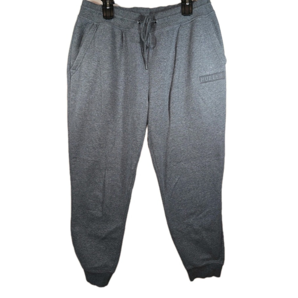 HURLEY Men's Heather Gray Stretch‎ Knit Drawstring Sweat Pants Pockets XL